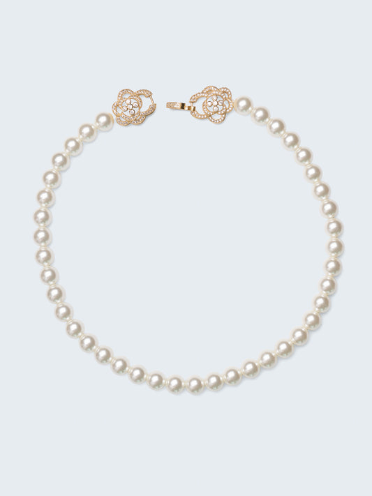 Camellia Buckle Pearl Princess Necklace