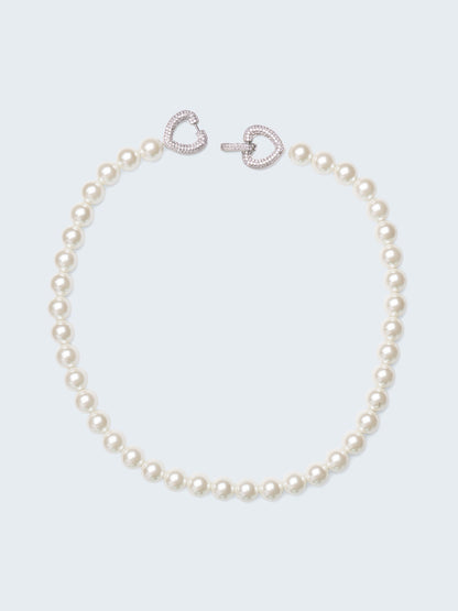 Heart Link Pearl Princess Necklace
